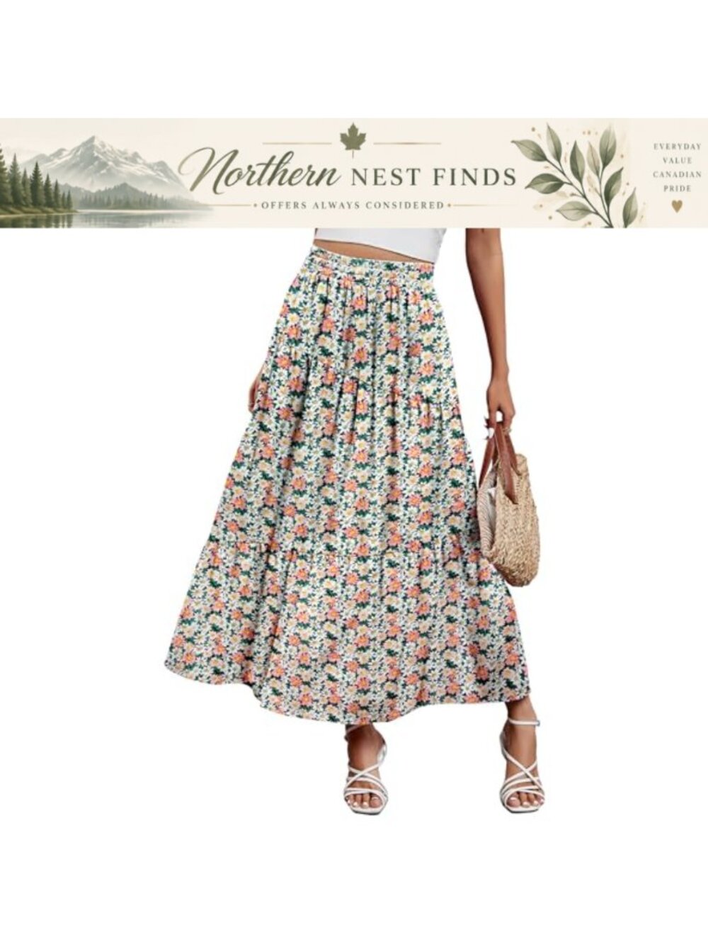 Womens Maxi Boho High Waist A-Line Asymmetrical Tiered Flowy Skirt with Pockets